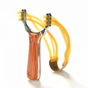 Ná săn cao su hợp kim thép thân ốp gỗ Sling Shot