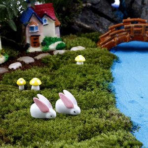 Cặp thỏ tai dài mini phụ kiện trang trí tiểu cảnh terrarium