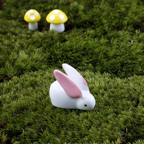 Cặp thỏ tai dài mini phụ kiện trang trí tiểu cảnh terrarium