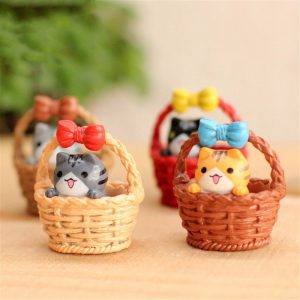 Mèo con trong giỏ kawaii chii dễ thương trang trí tiểu cảnh