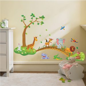 Decal dán tường Vườn Thú 60 x 90 cm trang trí phòng cho bé