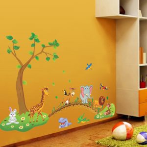 Decal dán tường Vườn Thú 60 x 90 cm trang trí phòng cho bé