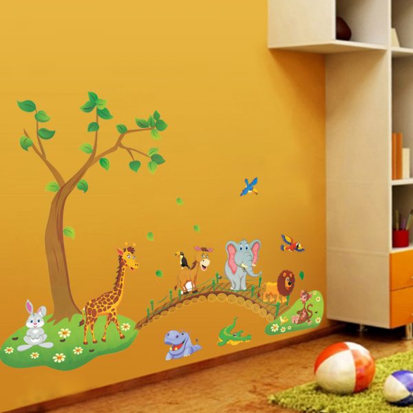 Decal dán tường Vườn Thú 60 x 90 cm trang trí phòng cho bé