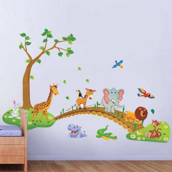 Decal dán tường Vườn Thú 60 x 90 cm trang trí phòng cho bé