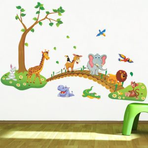 Decal dán tường Vườn Thú 60 x 90 cm trang trí phòng cho bé