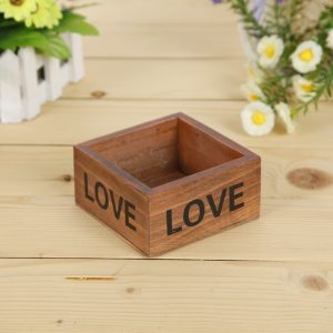 Khay gỗ vuông Love Trồng hoa sen đá cây cảnh trang trí