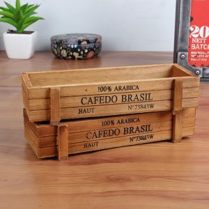 Khay gỗ chữ nhật Cafedo Brasil Trồng hoa sen đá cây cảnh trang trí