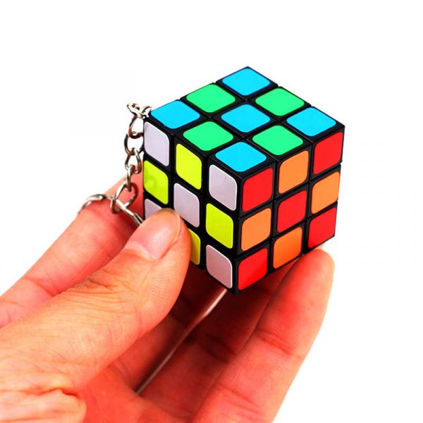 Móc khóa rubik 3x3x3 ABS Rubiks Magic Cube xoay trơn, góc nhẵn