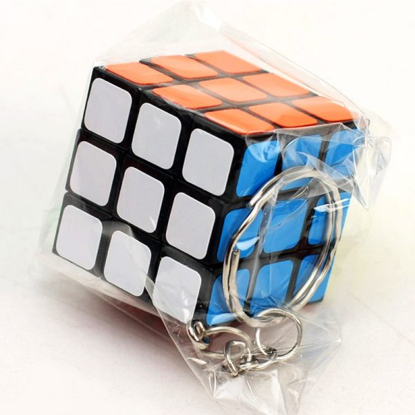 Móc khóa rubik 3x3x3 ABS Rubiks Magic Cube xoay trơn, góc nhẵn