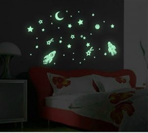 Bộ decal du hành vũ trụ dạ quang phát sáng dán tường trần nhà