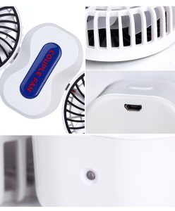 Quạt đôi mini cầm tay pin sạc điều chỉnh tốc độ xoay 180 độ đèn led