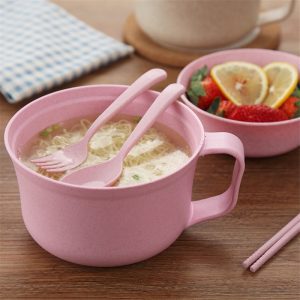 Tô ăn mì lúa mạch không chứa chất BPA đầy đủ nắp đũa muỗng nĩa