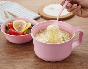 Tô ăn mì lúa mạch không chứa chất BPA đầy đủ nắp đũa muỗng nĩa