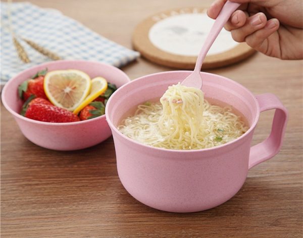 Tô ăn mì lúa mạch không chứa chất BPA đầy đủ nắp đũa muỗng nĩa