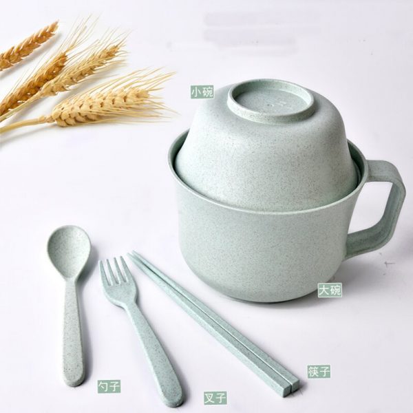 Tô ăn mì lúa mạch không chứa chất BPA đầy đủ nắp đũa muỗng nĩa