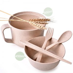 Tô ăn mì lúa mạch không chứa chất BPA đầy đủ nắp đũa muỗng nĩa