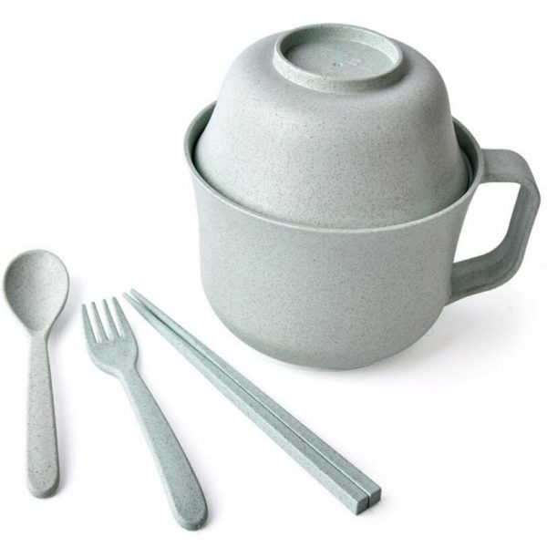 Tô ăn mì lúa mạch không chứa chất BPA đầy đủ nắp đũa muỗng nĩa