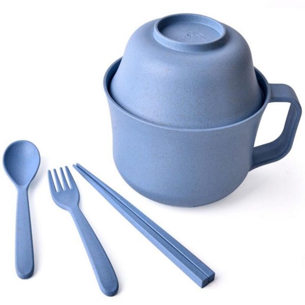 Tô ăn mì lúa mạch không chứa chất BPA đầy đủ nắp đũa muỗng nĩa
