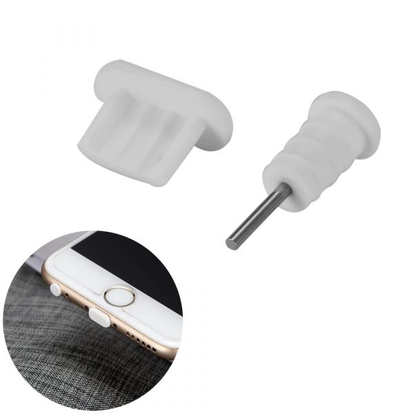 2 nút silicone chống bụi tai nghe và cổng sạc iphone lightning