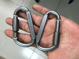 Móc Khóa Nhôm Đa Năng Đi Phượt Carabiner Chữ D Khoá Xoay 8cm