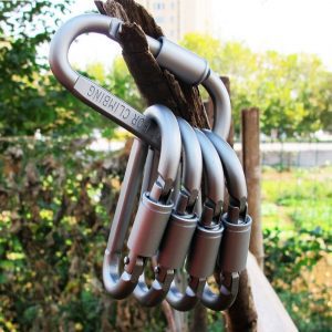 Móc Khóa Nhôm Đa Năng Đi Phượt Carabiner Chữ D Khoá Xoay 8cm