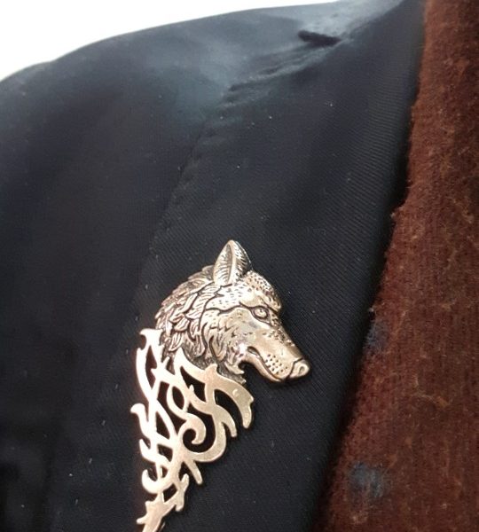Trâm ghim cài áo đầu sói vàng đồng cao cấp cho nam nữ công sở Brooches