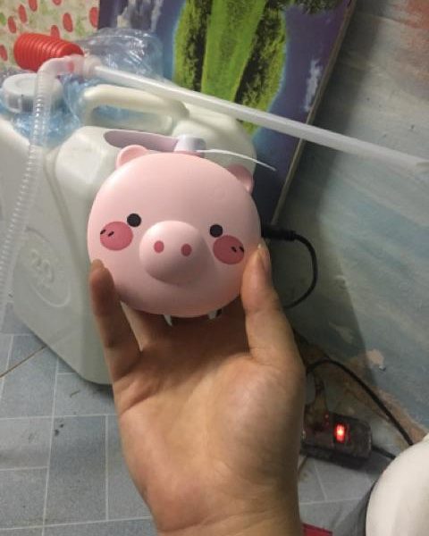 Quạt kèm gương và đèn led 3 trong 1 hình thú siêu dễ thương pin sạc