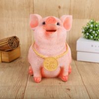 Ống heo giữ tiền tiết kiệm lợn hồng phúc ngậm xu đáng yêu