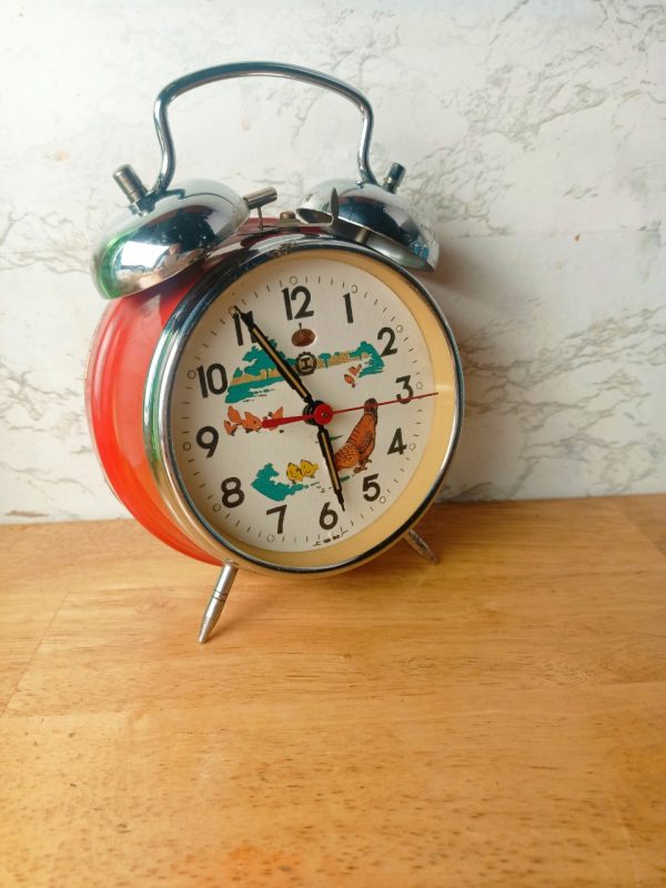 ĐỒNG HỒ GÀ MÁI MỔ THÓC HAI CHUÔNG MÁY CƠ KHÍ 7304 TOÀN ĐỒNG XƯA
